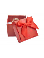 Darčeková krabička na šperky, červena s bodkami