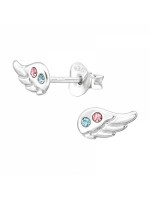 Detské strieborné náušničky Krídla Angel, puzetové
