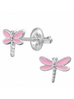 Detské strieborné náušničky Vážka, so skrutkovacou puzetou