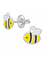Detské strieborné náušničky Včielky, so skrutkovacou puzetou