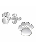 Detské strieborné náušničky Tlapka, so skrutkovacou puzetou