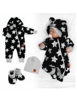 Rastúci teplákový overal pre bábätko, čiapky, topánky, 3D, Nature Star - čierny, 68/74