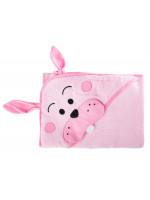 Detská osuška 100x100cm, froté bavlna, zajačik, ružová