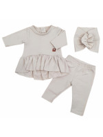 Bavlnená sada, 3D, tunika, legíny, turban - sv. béžová, veľ. 74