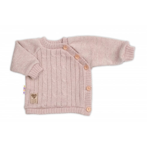 Rastúci pletený svetrík a nohavice s vreckom Hand Made 2D, Nature - púdrovo ružová