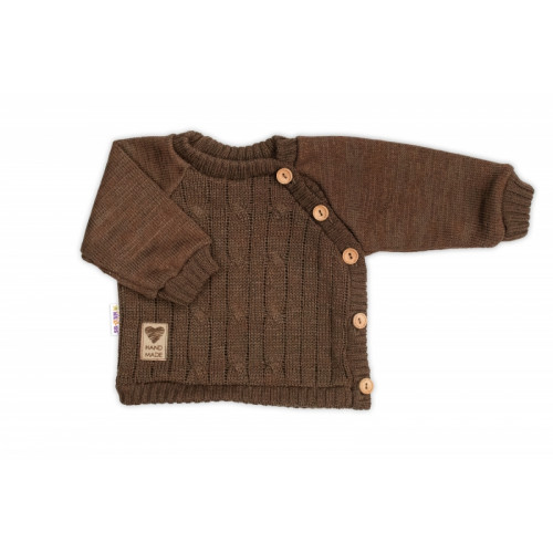 Rastúci pletený svetrík a nohavice s vreckom Hand Made 2D, Nature - čokoládová