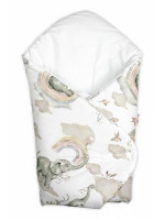 Bavlnená zavinovačka s kokosovou vložkou, Slon a Dúha, biela