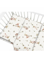 Obliečky do postieľky, bavlna, 2D sada, Kocúrik a púpava - biela, 135x100