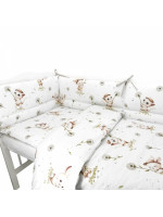 Mantinel s obliečkami do postieľky, 3D sada Bavlna, Kocúrik a púpava - biela, 135x100