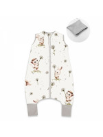 Teplejšie spací vak so zahrnovacími nohavičkami, bavlna, Kocúrik a púpava - biela, veľ. M