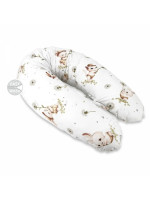 Vankúš na dojčenie/relaxačná poduška, bavlna, 185 cm, Kocúrik a púpava - biela