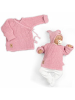 Dojčenský svetrík, rastúci, na zaväzovanie na boku - rúžový, veľ. 62/68