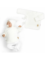 Dojčenský svetrík, rastúci, na zaväzovanie na boku - biely, 62/68