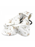 Zavinovacia deka s kapucňou bavlna, 90x90cm, Kocúrik a púpava - biela