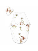 Zavinovací vak, zavinovačka, LUX SOFT, bavlna, Kocúrik a púpava - biela