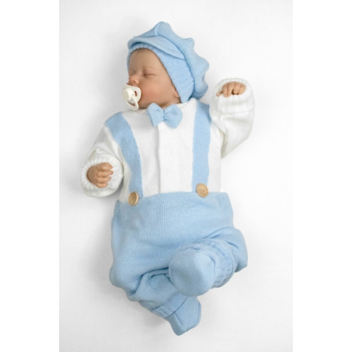 Rastúci pletený overálok 3D Hand Made malý Elegan - sv. modrý, biela