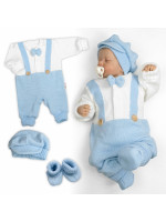 Rastúci pletený overálok 3D Hand Made malý Elegan - sv. modrý, biela, 68/74