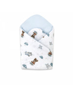 Novorodenecká zavinovačka, bavlna, Méďa pilot - biela, modrá