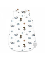 Spací vak, bavlna, 74 cm, Méďa pilot - biela, modrá