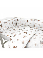 Mantinel s obliečkami do postieľky, 3D sada Bavlna, Méďa pilot - biela, béžová, 135x100