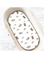 Prestieradlo do kočíka, koša, bavlna, Méďa pilot - biela, béžová