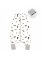 Teplejšie spací vak so zahrnovacími nohavičkami, bavlna, Méďa pilot - biela, béž., veľ. S