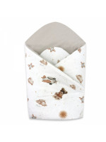 Novorodenecká zavinovačka, bavlna, Méďa pilot - biela, béžová