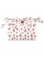 Vreckár na postieľku, bavlna, Kačički - biela, púdrovo ružová