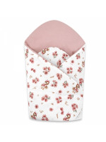Novorodenecká zavinovačka, bavlna, Kačički - biela, púdrovo ružová
