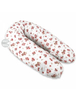 Vankúš na dojčenie/relaxačná poduška, bavlna, 185 cm, Kačičky - biela, púdrovo ružová