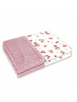 Obojstranná deka, Bavlna/Minky 100 x 75 cm, Kačičky - biela, malinová