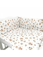Mantinel s obliečkami do postieľky, 3D sada Bavlna, Kačičky - biela, béžová, 135x100