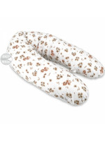 Vankúš na dojčenie/relaxačná poduška, bavlna, 185 cm, Kačičky - biela, béžová