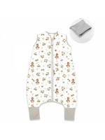 Letný spací vak so zahrnovacími nohavičkami, bavlna, Kačičky - biela, béžová, S