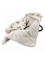 Zavinovacia deka s kapucňou bavlna, 90x90cm, Friends time - latte, béžová