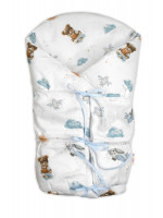 Klasická retro zavinovačka LALLY šnurovacia s výplňou, Méďa pilot - modrá