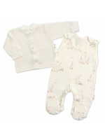 Dojčenské dupačky s košieľkou, bavlna, Husičky, smotanové