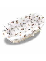 3D sada do koša, kočíka - bavlna, Méďa pilot - biela, béžová