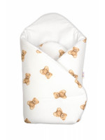 Bavlnená novorodenecká zavinovačka, Míša - biela s potlačou