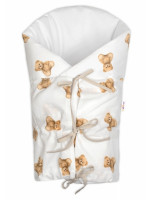 Klasická retro zavinovačka šnurovacia s výplňou, Míša - biela s potlačou