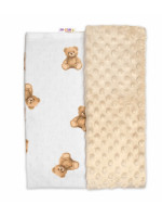 Obojstranná deka, Bavlna/Minky 100 x 75 cm, Míša - bílá s potlačou