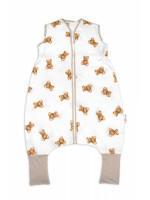 Letný spací vak so zahrnovacími nohavičkami, bavlna, Míša - biely s potlačou, M