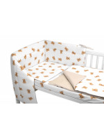 Mantinel s obliečkami do postieľky, 3D sada Bavlna, Míša - biela s potlačou, 135x100