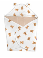 Zavinovacia deka s kapucňou bavlna, 90x90cm, Míš - biela s potlačou