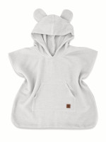 Detské mušelínové pončo lux s kapucňou Teddy, rýchloschnúci, šedé, 110/122