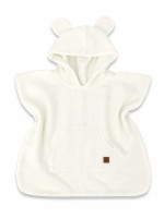 Detské mušelínové pončo lux s kapucňou Teddy, rýchloschnúci, smotanové, 110/122