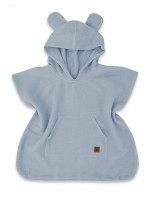 Detské mušelínové pončo lux s kapucňou Teddy, rýchloschnúci, jeans, 110/122