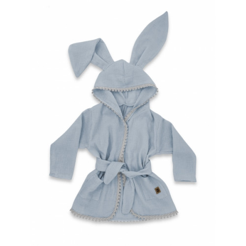 Detský mušelínový župan s uškami Bunny - jeans