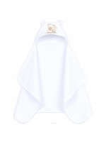 Maxi osuška, pončo s kapucňou Macko so zajčikom, 70x120cm - biela