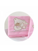 Polárová dečka s vyšívkou 80 x 95 cm, Medvedík - ružový